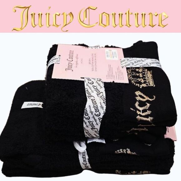 Juicy Couture Home Signature Crown Logo Hand & Wash Towel Set - Picture 1 of 8